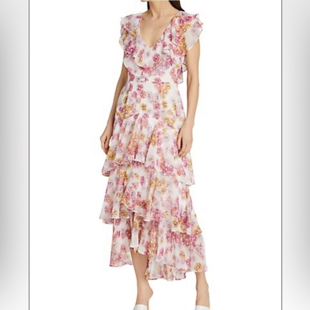 WAYF Tiered Ruffle Midi Dress